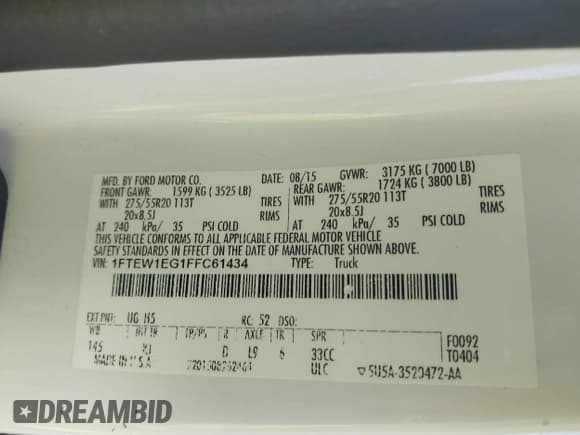 ✅ 2015 Ford F-150 XLT • VIN: 1FTEW1EG1FFC61434 • Lot: 42137771. Wystawiony na IAAI z przebiegiem Nie podano. Bezpłatny archiwum sprzedaży aukcyjnych z USA i szczegółowy raport historii pojazdu na DreamBid. Zdjęcie 9.