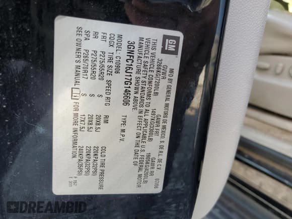 ✅ 2007 Chevrolet Suburban LT • VIN: 3GNFC16J17G146606 • Lot: 63816124. Wystawiony na Copart z przebiegiem Nie podano. Bezpłatny archiwum sprzedaży aukcyjnych z USA i szczegółowy raport historii pojazdu na DreamBid. Zdjęcie 15.