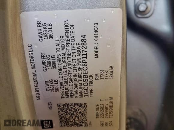 ✅ 2023 Chevrolet Colorado 2WD Work Truck • VIN: 1GCGSBEC6P1172884 • Лот: 58894435. Опубликован ранее на Copart с пробегом 13 221 миль. Бесплатный доступ к архиву аукционных продаж из США и подробный отчёт об истории автомобиля на DreamBid. Изображение 13.