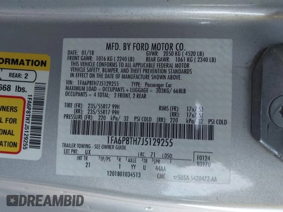 ✅ 2018 Ford Mustang EcoBoost • VIN: 1FA6P8TH7J5129255 • Lot: 43629705. Wystawiony na IAAI z przebiegiem 145 998 mil. Bezpłatny archiwum sprzedaży aukcyjnych z USA i szczegółowy raport historii pojazdu na DreamBid. Zdjęcie 9.