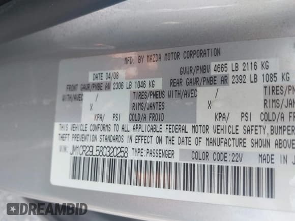 ✅ 2008 Mazda 5 Grand Touring • VIN: JM1CR29L580320258 • Lot: 42403256. Wystawiony na IAAI z przebiegiem 182 914 mil. Bezpłatny archiwum sprzedaży aukcyjnych z USA i szczegółowy raport historii pojazdu na DreamBid. Zdjęcie 9.