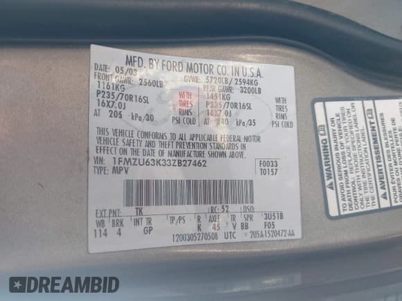 ✅ 2003 Ford Explorer XLT • VIN: 1FMZU63K33ZB27462 • Лот: 42953109. Опубликован ранее на IAAI с пробегом 184 347 миль. Бесплатный доступ к архиву аукционных продаж из США и подробный отчёт об истории автомобиля на DreamBid. Изображение 9.