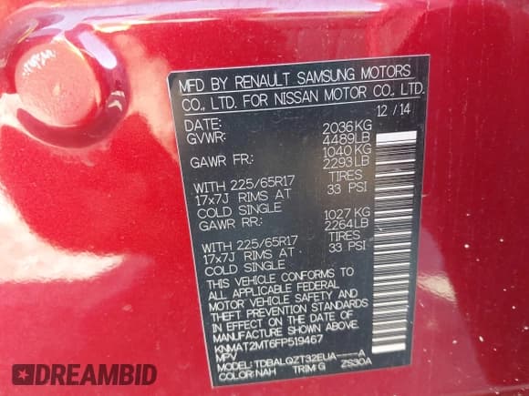 ✅ 2015 Nissan Rogue SV • VIN: KNMAT2MT6FP519467 • Lot: 43223061. Listed on IAAI with 154,837 mi. Free auction sales archive from the USA and detailed vehicle history report at DreamBid. Image 9.