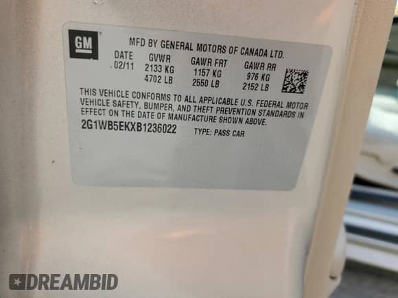 2011 Chevrolet Impala LT Retail с VIN 2G1WB5EKXB1236022, выставлен на аукционе Copart как лот 81875395 с пробегом 128 149 миль миль и Списание • Salvage title. История ставок и продаж доступна на DreamBid. Изображение 12.