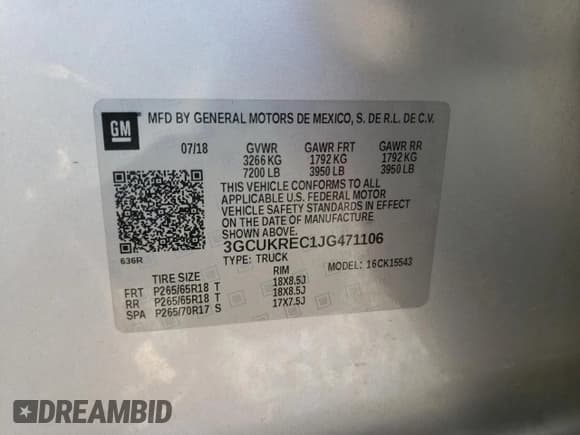 ✅ 2018 Chevrolet Silverado 1500 LT • VIN: 3GCUKREC1JG471106 • Лот: 58884434. Опубликован ранее на Copart с пробегом Не указан. Бесплатный доступ к архиву аукционных продаж из США и подробный отчёт об истории автомобиля на DreamBid. Изображение 13.