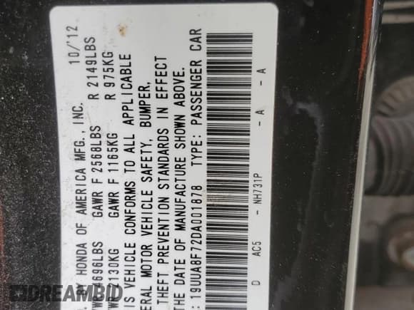 ✅ 2013 Acura TL Advance • VIN: 19UUA8F72DA001878 • Лот: 42101465. Опубликован ранее на Copart с пробегом Не указан. Бесплатный доступ к архиву аукционных продаж из США и подробный отчёт об истории автомобиля на DreamBid. Изображение 15.