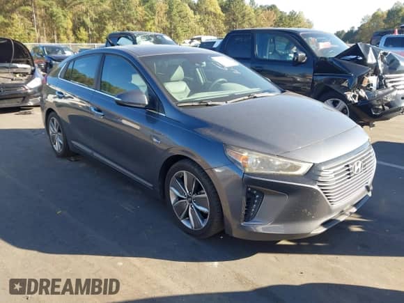 2018 Hyundai Ioniq Limited with VIN KMHC05LC1JU060715, listed as a IAAI auction lot 43479078 with 121,376 mi miles and . Bid and sale history available at DreamBid. Image 1.