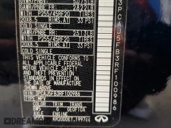 ✅ 2024 Infiniti QX50 Sport • VIN: 3PCAJ5FB3RF100986 • Лот: 55312335. Опубликован ранее на Copart с пробегом 17 419 миль. Бесплатный доступ к архиву аукционных продаж из США и подробный отчёт об истории автомобиля на DreamBid. Изображение 13.