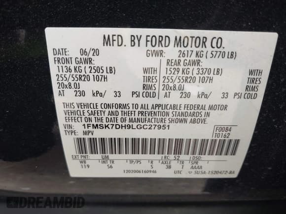 ✅ 2020 Ford Explorer XLT • VIN: 1FMSK7DH9LGC27951 • Lot: 41623009. Wystawiony na IAAI z przebiegiem 93 918 mil. Bezpłatny archiwum sprzedaży aukcyjnych z USA i szczegółowy raport historii pojazdu na DreamBid. Zdjęcie 9.