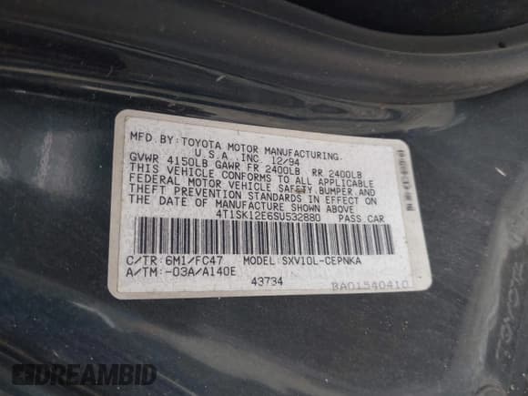 ✅ 1995 Toyota Camry LE • VIN: 4T1SK12E6SU532880 • Lot: 42992191. Wystawiony na IAAI z przebiegiem 210 562 mil. Bezpłatny archiwum sprzedaży aukcyjnych z USA i szczegółowy raport historii pojazdu na DreamBid. Zdjęcie 9.