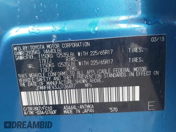 ✅ 2018 Toyota RAV4 XLE • VIN: JTMRFREV3JJ736487 • Лот: 43407148. Опубликован ранее на IAAI с пробегом 58 977 миль. Бесплатный доступ к архиву аукционных продаж из США и подробный отчёт об истории автомобиля на DreamBid. Изображение 9.