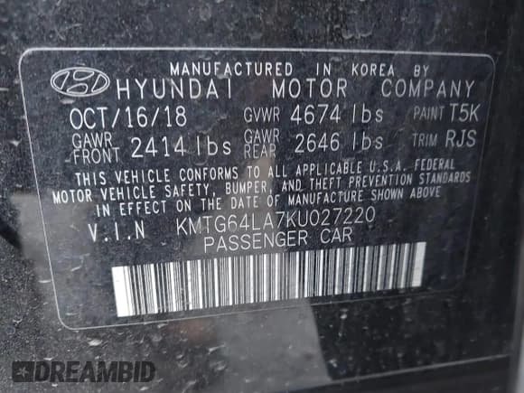 ✅ 2019 Genesis G70 Advanced • VIN: KMTG64LA7KU027220 • Лот: 41133708. Опубликован ранее на IAAI с пробегом 50 987 миль. Бесплатный доступ к архиву аукционных продаж из США и подробный отчёт об истории автомобиля на DreamBid. Изображение 9.