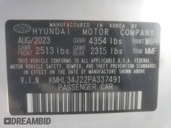 ✅ 2023 Hyundai Sonata Limited • VIN: KMHL34J22PA337491 • Lot: 84383705. Wystawiony na Copart z przebiegiem 15 980 mil. Bezpłatny archiwum sprzedaży aukcyjnych z USA i szczegółowy raport historii pojazdu na DreamBid. Zdjęcie 13.