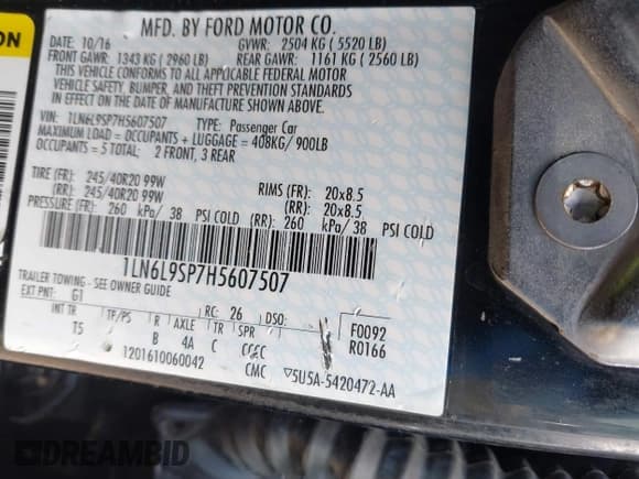 ✅ 2017 Lincoln Continental Select • VIN: 1LN6L9SP7H5607507 • Lot: 42368167. Wystawiony na IAAI z przebiegiem 78 451 mil. Bezpłatny archiwum sprzedaży aukcyjnych z USA i szczegółowy raport historii pojazdu na DreamBid. Zdjęcie 9.