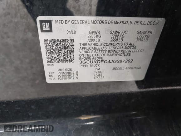 ✅ 2018 Chevrolet Silverado 1500 LT • VIN: 3GCUKREC4JG387202 • Лот: 43356832. Опубликован ранее на IAAI с пробегом 108 644 миль. Бесплатный доступ к архиву аукционных продаж из США и подробный отчёт об истории автомобиля на DreamBid. Изображение 9.