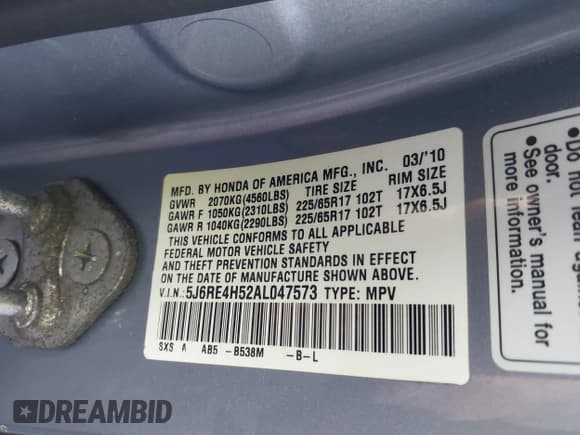 ✅ 2010 Honda CR-V EX • VIN: 5J6RE4H52AL047573 • Лот: 43812174. Опубликован ранее на IAAI с пробегом 224 029 миль. Бесплатный доступ к архиву аукционных продаж из США и подробный отчёт об истории автомобиля на DreamBid. Изображение 9.