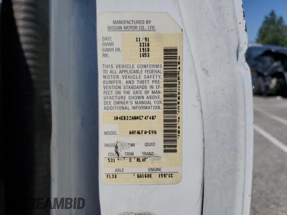 ✅ 1992 Nissan Sentra E • VIN: 1N4EB32A0NC747407 • Лот: 52325505. Опубликован ранее на Copart с пробегом 175 919 миль. Бесплатный доступ к архиву аукционных продаж из США и подробный отчёт об истории автомобиля на DreamBid. Изображение 12.