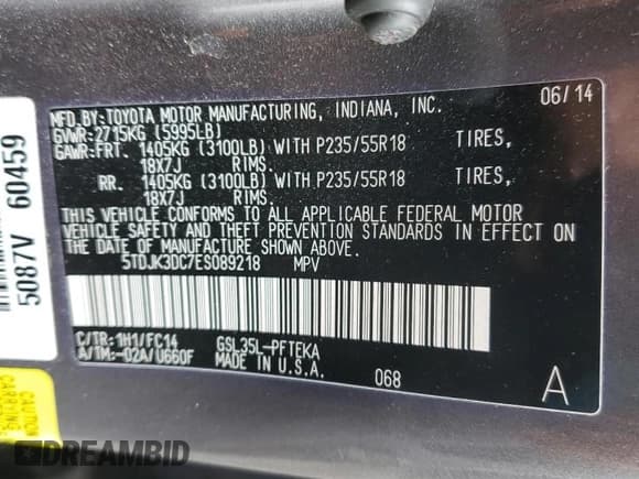 ✅ 2014 Toyota Sienna LE • VIN: 5TDJK3DC7ES089218 • Lot: 93612345. Wystawiony na Copart z przebiegiem 129 213 mil. Bezpłatny archiwum sprzedaży aukcyjnych z USA i szczegółowy raport historii pojazdu na DreamBid. Zdjęcie 13.