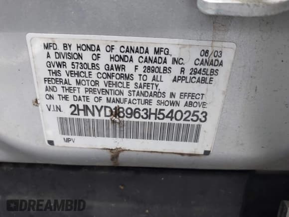 ✅ 2003 Acura MDX Touring • VIN: 2HNYD18963H540253 • Лот: 42375688. Опубликован ранее на IAAI с пробегом 271 579 миль. Бесплатный доступ к архиву аукционных продаж из США и подробный отчёт об истории автомобиля на DreamBid. Изображение 9.