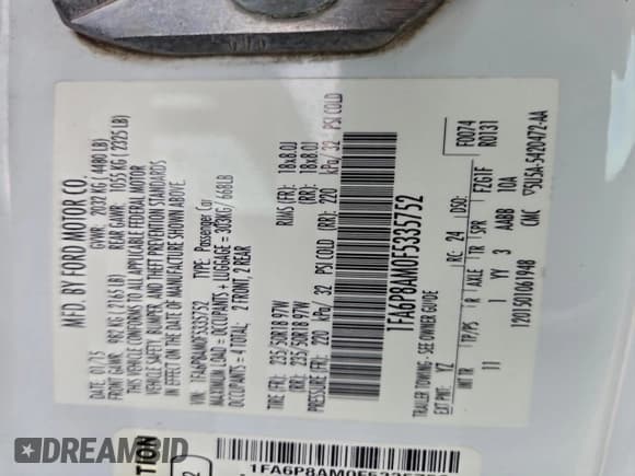 ✅ 2015 Ford Mustang V6 • VIN: 1FA6P8AM0F5335752 • Lot: 94597355. Wystawiony na Copart z przebiegiem 80 530 mil. Bezpłatny archiwum sprzedaży aukcyjnych z USA i szczegółowy raport historii pojazdu na DreamBid. Zdjęcie 12.