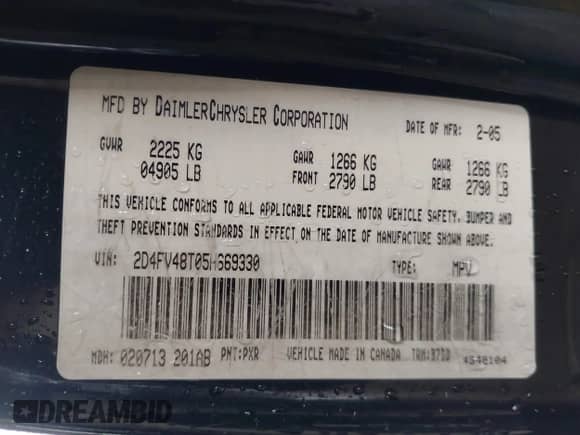 2005 Dodge Magnum SE с VIN 2D4FV48T05H669330, выставлен на аукционе IAAI как лот 41544030 с пробегом 223 090 миль миль и . История ставок и продаж доступна на DreamBid. Изображение 9.