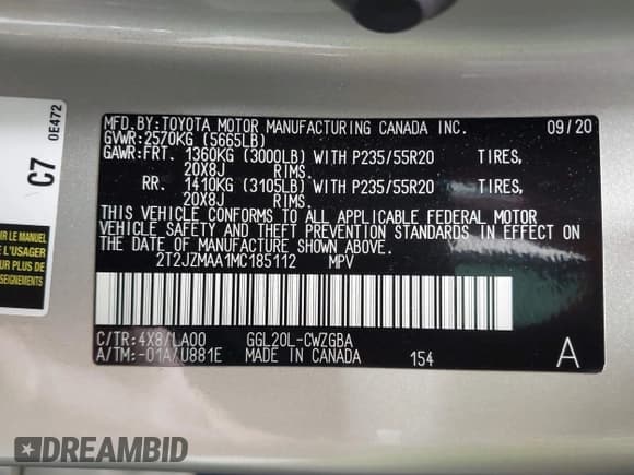 ✅ 2021 Lexus RX 350 • VIN: 2T2JZMAA1MC185112 • Лот: 42251392. Опубликован ранее на IAAI с пробегом 68 575 миль. Бесплатный доступ к архиву аукционных продаж из США и подробный отчёт об истории автомобиля на DreamBid. Изображение 9.