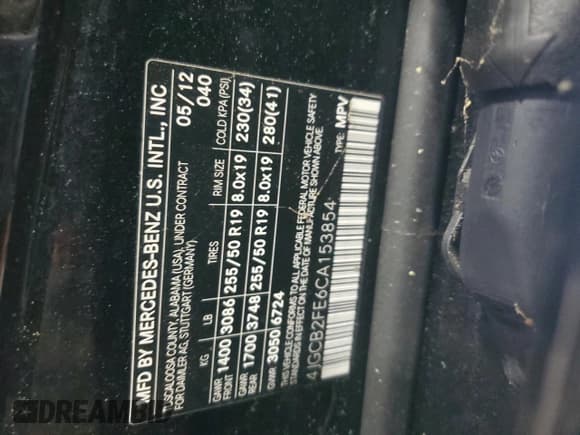 ✅ 2012 Mercedes-Benz R 350 • VIN: 4JGCB2FE6CA153854 • Lot: 42225095. Listed on Copart with 126,892 mi. Free auction sales archive from the USA and detailed vehicle history report at DreamBid. Image 14.