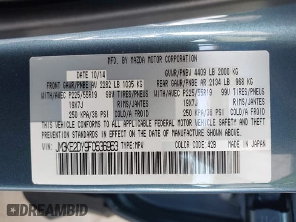 ✅ 2015 Mazda CX-5 Grand Touring • VIN: JM3KE2DY9F0536953 • Lot: 42709042. Wystawiony na IAAI z przebiegiem 129 160 mil. Bezpłatny archiwum sprzedaży aukcyjnych z USA i szczegółowy raport historii pojazdu na DreamBid. Zdjęcie 9.