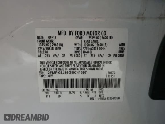 ✅ 2016 Ford Edge SEL • VIN: 2FMPK4J86GBC41697 • Lot: 90340725. Wystawiony na Copart z przebiegiem 99 620 mil. Bezpłatny archiwum sprzedaży aukcyjnych z USA i szczegółowy raport historii pojazdu na DreamBid. Zdjęcie 14.