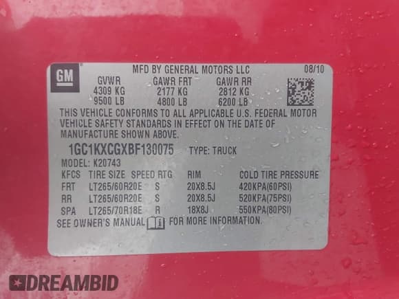 ✅ 2011 Chevrolet Silverado 2500HD LT • VIN: 1GC1KXCGXBF130075 • Лот: 41467109. Опубликован ранее на IAAI с пробегом 167 233 миль. Бесплатный доступ к архиву аукционных продаж из США и подробный отчёт об истории автомобиля на DreamBid. Изображение 9.