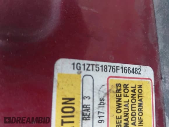 ✅ 2006 Chevrolet Malibu 2LT • VIN: 1G1ZT51876F166482 • Lot: 43584159. Listed on IAAI with Not provided. Free auction sales archive from the USA and detailed vehicle history report at DreamBid. Image 9.