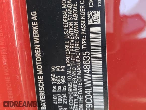 ✅ 2020 BMW Z4 sDriveM40i • VIN: WBAHF9C04LWW48635 • Lot: 56956824. Listed on Copart with 8,288 mi. Free auction sales archive from the USA and detailed vehicle history report at DreamBid. Image 12.