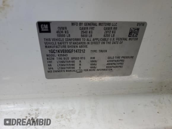 ✅ 2016 Chevrolet Silverado 2500HD LT • VIN: 1GC1KVE80GF147212 • Lot: 90301025. Wystawiony na Copart z przebiegiem 63 333 mil. Bezpłatny archiwum sprzedaży aukcyjnych z USA i szczegółowy raport historii pojazdu na DreamBid. Zdjęcie 12.