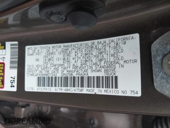 ✅ 2011 Toyota Tacoma • VIN: 3TMMU4FN3BM027242 • Лот: 42913167. Опубликован ранее на IAAI с пробегом 192 048 миль. Бесплатный доступ к архиву аукционных продаж из США и подробный отчёт об истории автомобиля на DreamBid. Изображение 9.