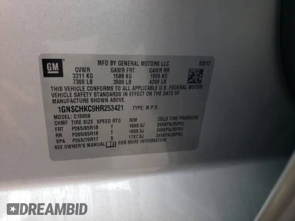 2017 Chevrolet Suburban LT с VIN 1GNSCHKC9HR253421, выставлен на аукционе Copart как лот 81222995 с пробегом 163 886 миль миль и Чистый • Clean title. История ставок и продаж доступна на DreamBid. Изображение 13.