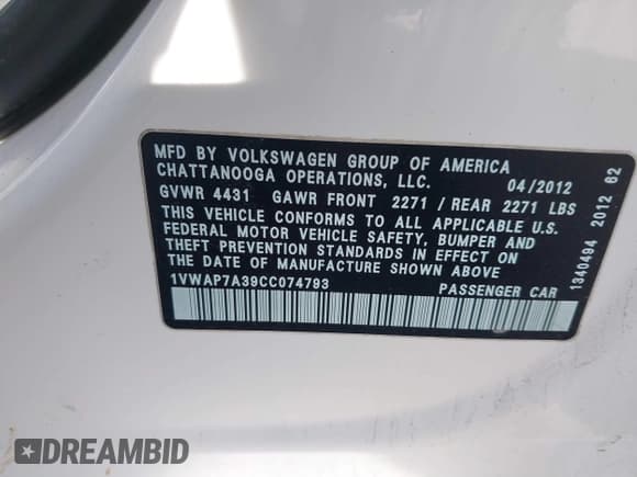 ✅ 2012 Volkswagen Passat S • VIN: 1VWAP7A39CC074793 • Lot: 41626730. Wystawiony na IAAI z przebiegiem 108 659 mil. Bezpłatny archiwum sprzedaży aukcyjnych z USA i szczegółowy raport historii pojazdu na DreamBid. Zdjęcie 9.