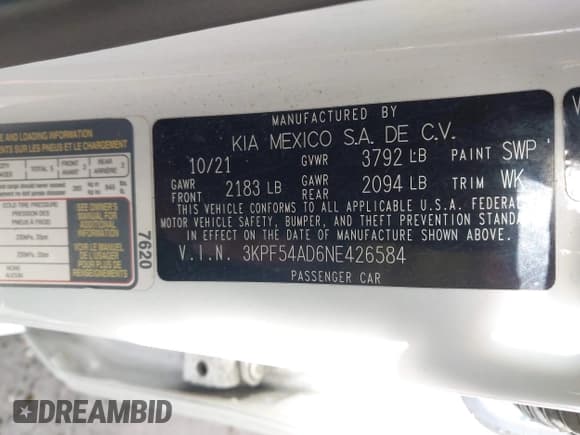 ✅ 2022 Kia Forte GT-Line • VIN: 3KPF54AD6NE426584 • Лот: 43652439. Опубликован ранее на IAAI с пробегом 88 091 миль. Бесплатный доступ к архиву аукционных продаж из США и подробный отчёт об истории автомобиля на DreamBid. Изображение 9.