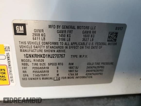 ✅ 2017 Chevrolet Traverse LT • VIN: 1GNKRHKD1HJ270767 • Lot: 86884925. Wystawiony na Copart z przebiegiem 172 863 mil. Bezpłatny archiwum sprzedaży aukcyjnych z USA i szczegółowy raport historii pojazdu na DreamBid. Zdjęcie 13.