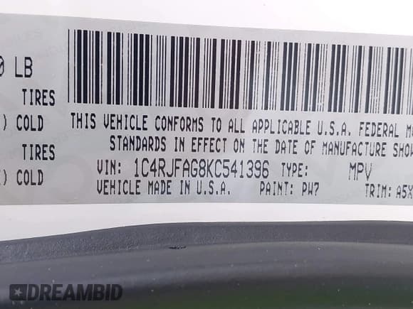 ✅ 2019 Jeep Grand Cherokee Upland • VIN: 1C4RJFAG8KC541396 • Lot: 42217719. Listed on IAAI with 72,466 mi. Free auction sales archive from the USA and detailed vehicle history report at DreamBid. Image 9.