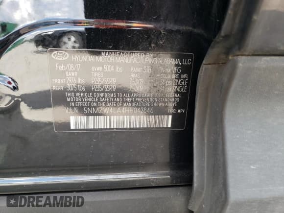 ✅ 2017 Hyundai Santa Fe Ultimate • VIN: 5NMZW4LA4HH042846 • Лот: 47193113. Опубликован ранее на Copart с пробегом 103 056 миль. Бесплатный доступ к архиву аукционных продаж из США и подробный отчёт об истории автомобиля на DreamBid. Изображение 13.