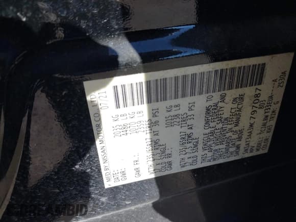 ✅ 2021 Nissan Rogue S • VIN: 5N1AT3AA3MC797087 • Lot: 43572842. Listed on IAAI with 81,407 mi. Free auction sales archive from the USA and detailed vehicle history report at DreamBid. Image 9.