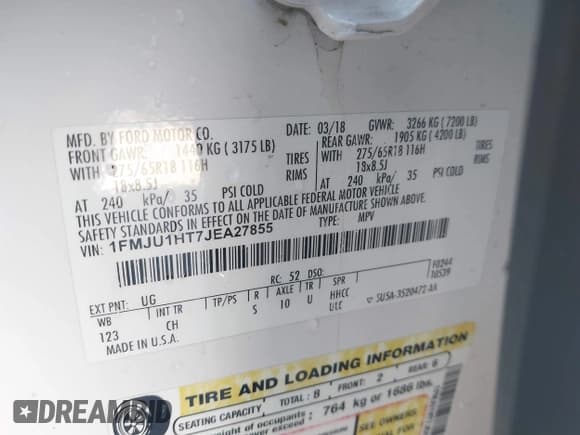 ✅ 2018 Ford Expedition XLT • VIN: 1FMJU1HT7JEA27855 • Lot: 43550427. Wystawiony na IAAI z przebiegiem 111 998 mil. Bezpłatny archiwum sprzedaży aukcyjnych z USA i szczegółowy raport historii pojazdu na DreamBid. Zdjęcie 9.
