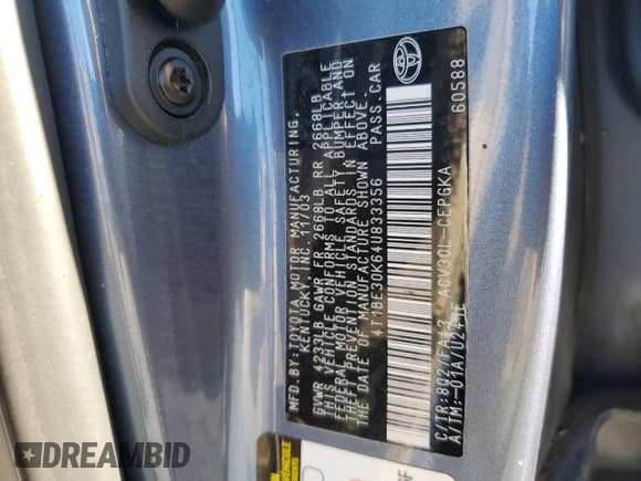 ✅ 2004 Toyota Camry XLE • VIN: 4T1BE30K64U833356 • Лот: 91426405. Опубликован ранее на Copart с пробегом 72 641 миль. Бесплатный доступ к архиву аукционных продаж из США и подробный отчёт об истории автомобиля на DreamBid. Изображение 12.