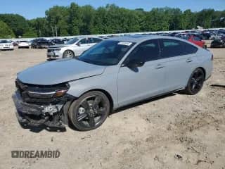 2025 Honda Accord Sport-L with VIN 1HGCY2F7XSA018591, listed as a Copart auction lot 57629345 with 3,445 mi miles and Salvage title. Bid and sale history available at DreamBid. Image 1.