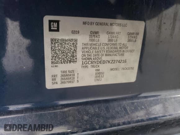 ✅ 2019 Chevrolet Silverado 1500 LT • VIN: 1GCRYDED7KZ274216 • Lot: 66288864. Wystawiony na Copart z przebiegiem 110 669 mil. Bezpłatny archiwum sprzedaży aukcyjnych z USA i szczegółowy raport historii pojazdu na DreamBid. Zdjęcie 14.