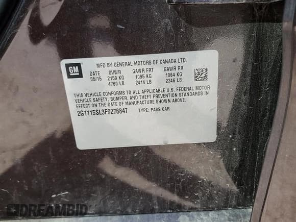 ✅ 2015 Chevrolet Impala LT • VIN: 2G1115SL3F9276847 • Лот: 73490244. Опубликован ранее на Copart с пробегом 129 437 миль. Бесплатный доступ к архиву аукционных продаж из США и подробный отчёт об истории автомобиля на DreamBid. Изображение 12.