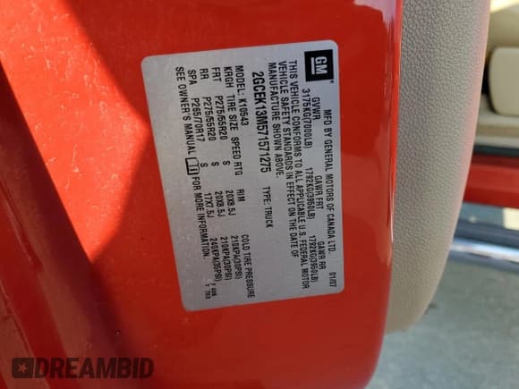 ✅ 2007 Chevrolet Silverado 1500 LTZ • VIN: 2GCEK13M571571275 • Lot: 76487044. Listed on Copart with 163,095 mi. Free auction sales archive from the USA and detailed vehicle history report at DreamBid. Image 13.