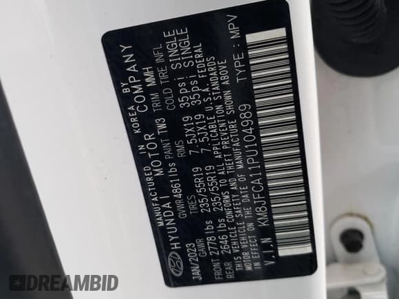 ✅ 2023 Hyundai Tucson SEL Convenience • VIN: KM8JFCA11PU104989 • Lot: 75589613. Wystawiony na Copart z przebiegiem 14 025 mil. Bezpłatny archiwum sprzedaży aukcyjnych z USA i szczegółowy raport historii pojazdu na DreamBid. Zdjęcie 12.