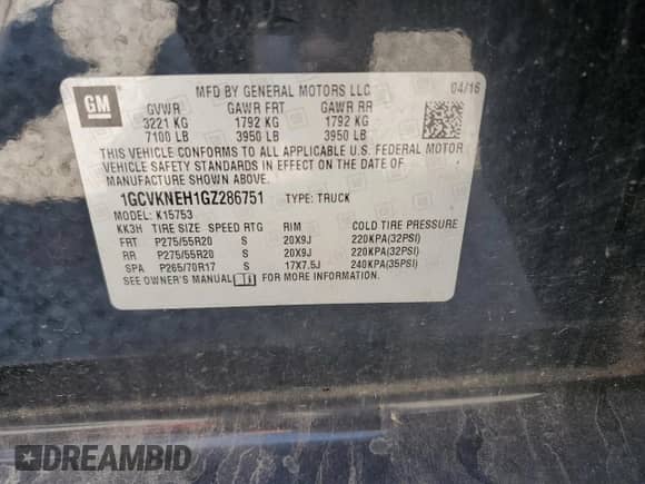 2016 Chevrolet Silverado 1500 Work Truck with VIN 1GCVKNEH1GZ286751, listed as a Copart auction lot 69386475 with 109,466 mi miles and Salvage title. Bid and sale history available at DreamBid. Image 12.