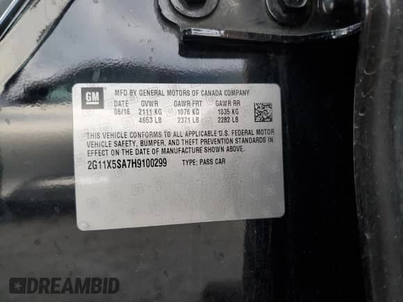 2017 Chevrolet Impala LS с VIN 2G11X5SA7H9100299, выставлен на аукционе Copart как лот 84219275 с пробегом 113 398 миль миль и Списание • Salvage title. История ставок и продаж доступна на DreamBid. Изображение 13.